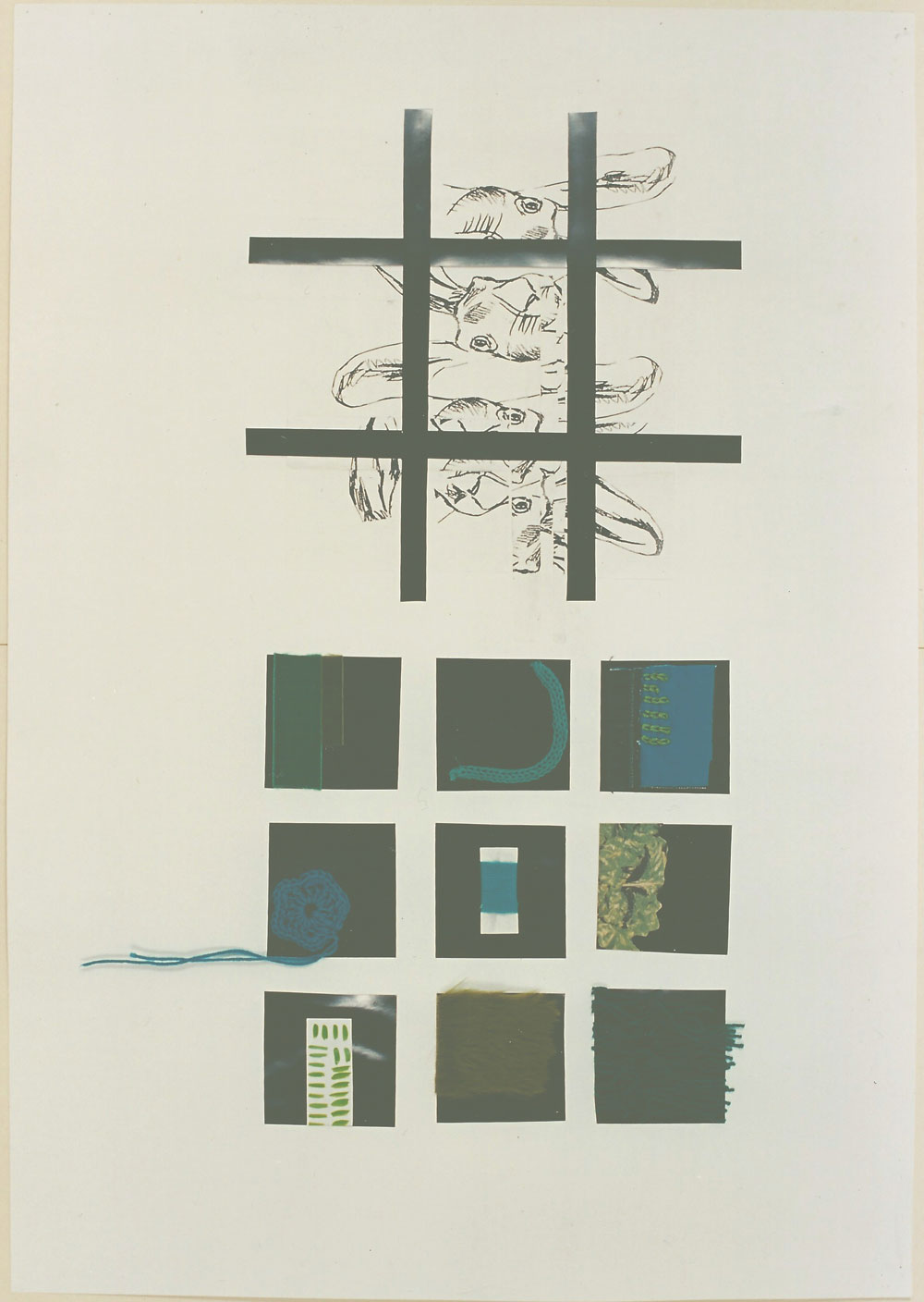 „Aussicht auf Grün“, 70 x 100 cm, Mischtechnik auf Zeichenkarton, 1994