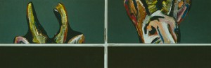 „Bock“, 90 x 300 cm, Mischtechnik auf Nessel, 1994