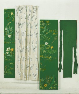 „Drei Stück Wiese“, Installation gesamt 210 x 240 cm, Mischtechnik, 1994