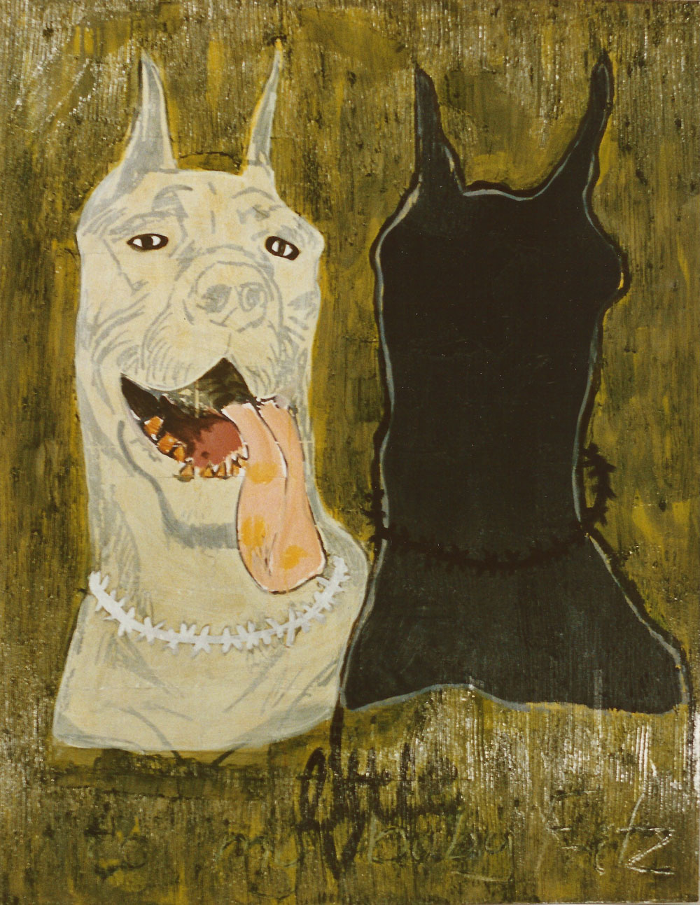 „to my little baby…“, 185 x 165 cm, Mischtechnik auf Nessel, 1995